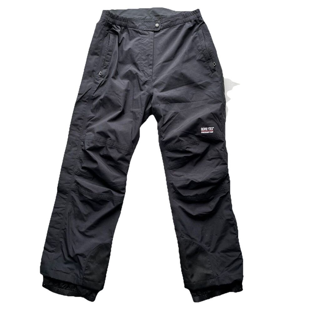 Obermeyer Womens Goretex Ski Shell Pants Mesh Liner Black Full Leg Zip 14 Short
